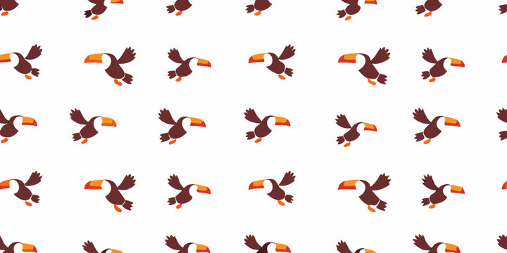Toucan pattern a repeating illustration of tropical birds on white background