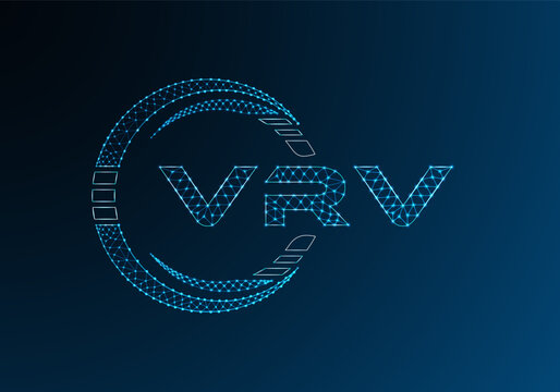 VRV low poly letter logo vector design. VRV lower poly logo design. Low poly logo.