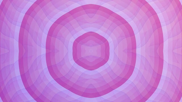 Delicate pink and lavender geometric layers radiate from a central floral shape, forming a harmonious symmetrical pattern with soft gradients and calming visual depth.