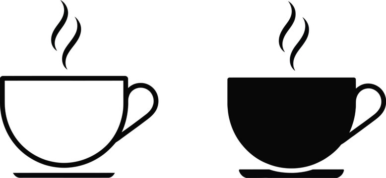 Coffee cup icon vector isolated on white background with beverage mug and tea symbol.