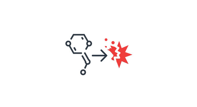 Chemical Bond Breakage Icon: Molecule Degradation and Rupture