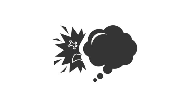 Exploding Head Thought Bubble Icon - Anger, Frustration, Outburst Concept