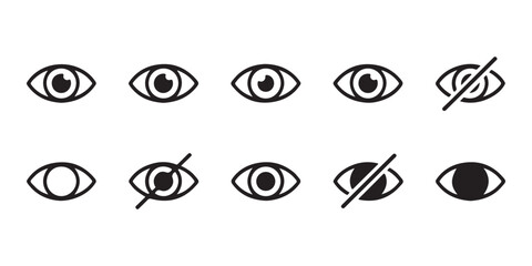 Set of Eye and Hidden Eye Icons for Visibility Toggle © MdDulal
