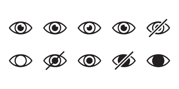 Set of Eye and Hidden Eye Icons for Visibility Toggle