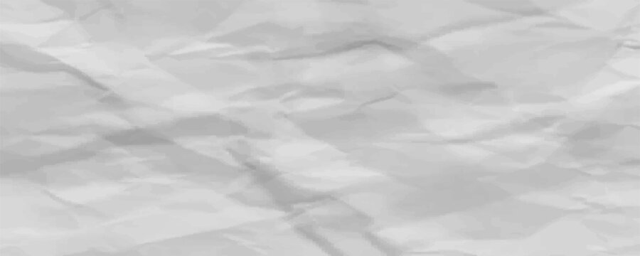 Crumpled paper texture. Realistic white crumpled paper background. Horizontal wrinkled empty notepad sheet. Vector illustration.