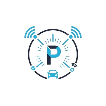 Blue and white circular business logo with letters PB.
