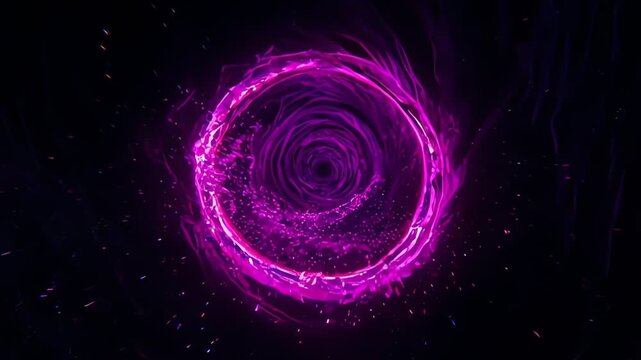 Abstract digital art video showing the smooth transition of a flowing, glowing hole in a 3D tunnel or vortex pattern, spiraling into the depths