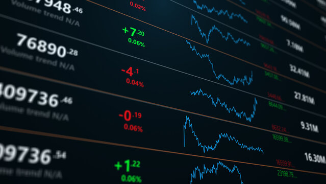 Stock screen digital display bit offer price value Volume market cap trade exchange index future global economic stock financial increase analysis price digital market.