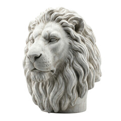 Obraz premium Stone lion head bust sculpture isolated on transparent background
