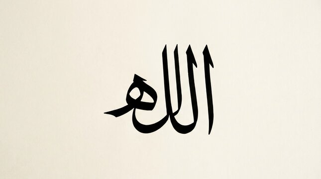 Calligraphy of allah name in simple black arabic script