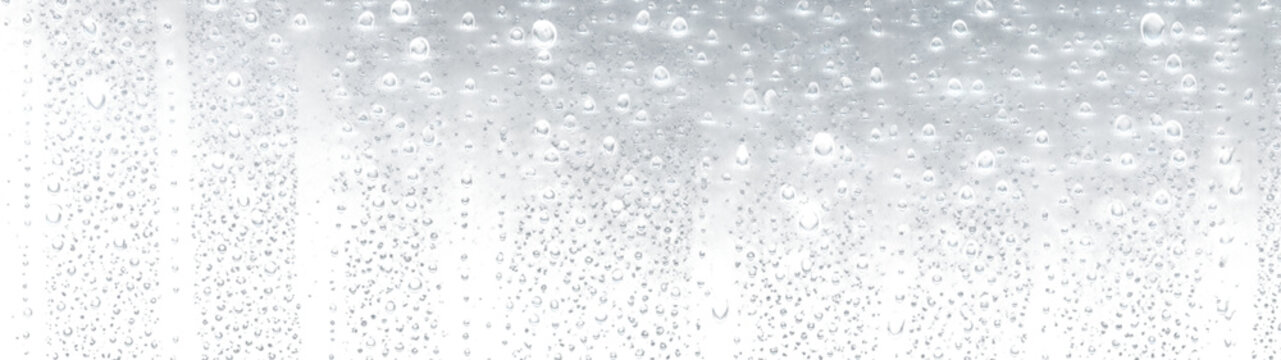 Water drops droplet rainy shower window glass dense smooth texture cool humidity overlay with transparent background