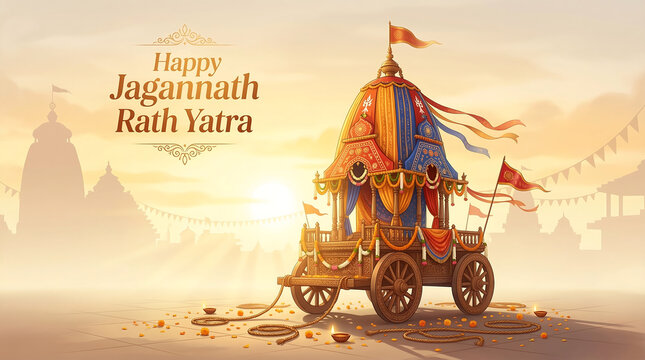 Vibrant rath yatra chariot festival illustration