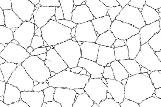 Irregular Cracked Flagstone Seamless Pattern CAD Line Art Vector for Landscape and Architectural Floor Plan Paving Design 