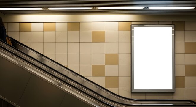 Subway advertising mockup blank poster frame in underground station for promotional display