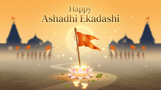 Happy ashadhi ekadashi hindu festival illustration