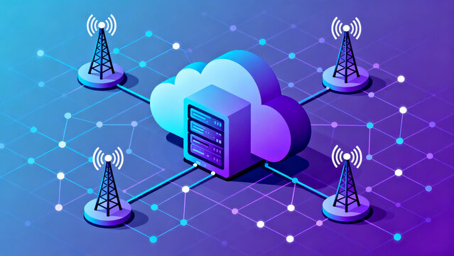 Digital cloud server connected to wireless towers in a networked environment