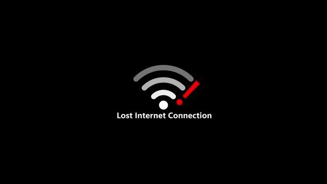 lost internet connection animation. cloud with exclamation sign. offline wi-fi sign
