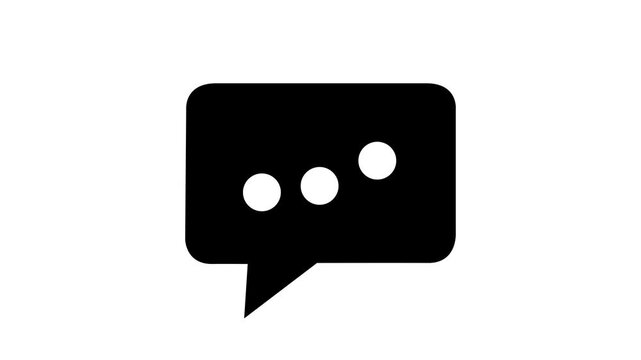 Glowing neon chat message icon animation representing online communication, customer support, messaging apps 4k animation.