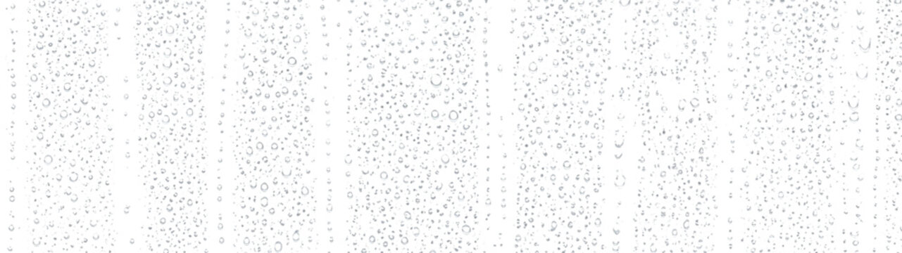 Water drops droplet rainy shower window glass dense smooth texture bright clean overlay with transparent background