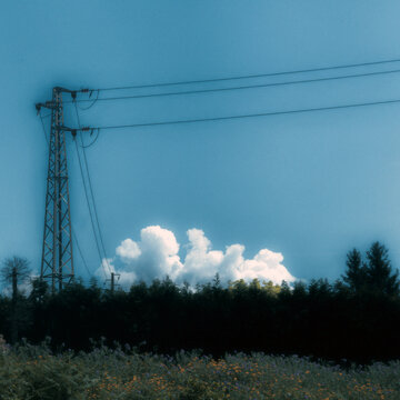power lines in the sky