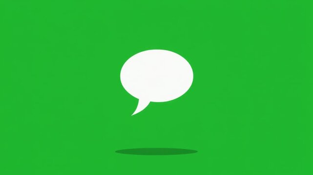 Minimalist communication speech bubble vector icon on a vibrant green background, perfect for digital design and user interface elements for web and app development