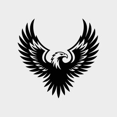 Fototapeta premium Black eagle with spread wings symbol.