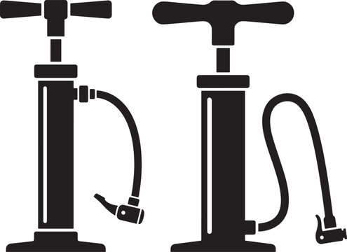 Bicycle floor air pump silhouette vector with silhouette inflator equipment maintenance pressure inflating transport