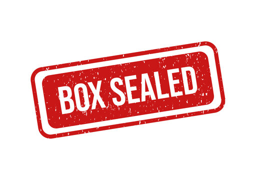 Red box sealed stamp with bold white text