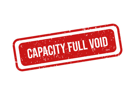 Red capacity full void stamp with bold white text