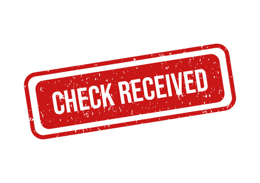Red check received stamp with bold white text