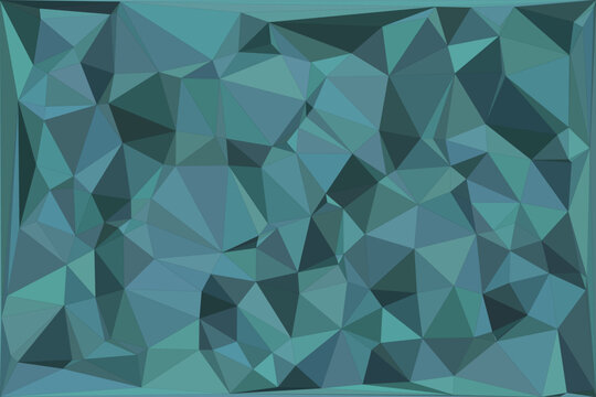 Abstract geometric triangular pattern in shades of teal for modern design background set.