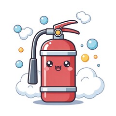 Obraz premium Cute cartoon red delivery truck with happy face vector illustration.