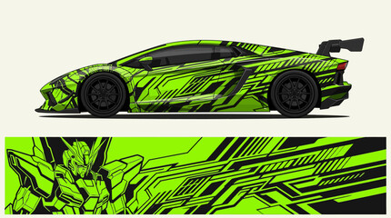 Neon Green Racing Sports Car Side. © IP STOCK