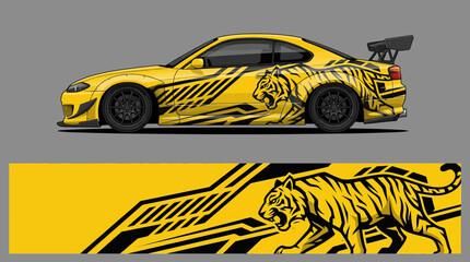 Yellow sports car with tiger design. © IP STOCK