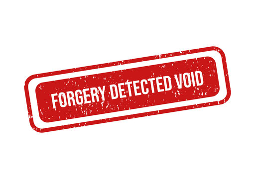 Red forgery detected void stamp on document