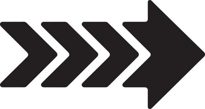 A series of four sequential right-pointing chevron arrows indicating forward movement or next step in a process. Vector Illustration