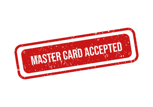 Red mastercard accepted stamp or badge with bold text