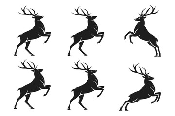 Black reindeer running in different directions © MD