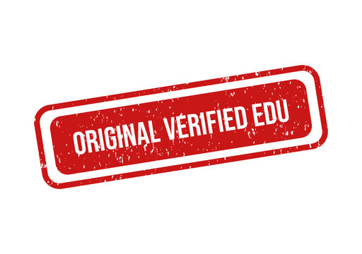 Red original verified edu stamp with white text