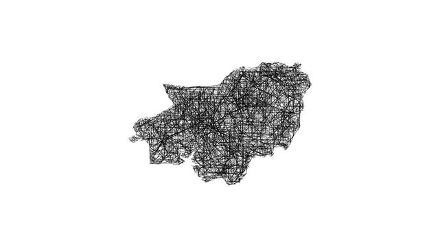 Sketch Carmarthenshire outline map animation - smooth progressive reveal