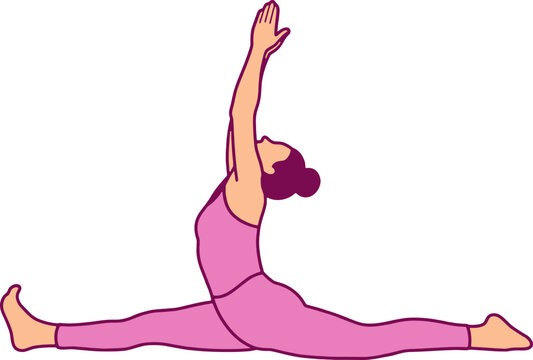 Hand Drawn Yoga Monkey Pose Hanumanasana