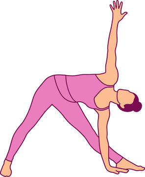 Hand Drawn Yoga Triangle Pose Utthita Trikonasana