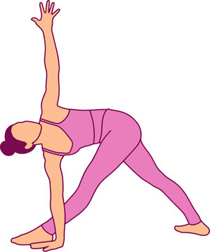 Hand Drawn Yoga Revolved Triangle Pose Parivrtta Trikonasana