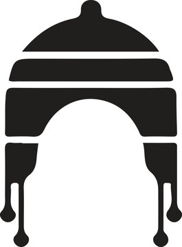 Black winter hat icon with ear flaps