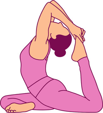 Hand Drawn Yoga King Pigeon Pose Eka Pada Rajakapotasana