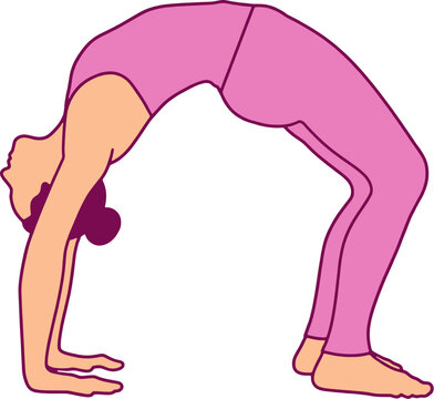 Hand Drawn Yoga Wheel Pose Urdhva Dhanurasana