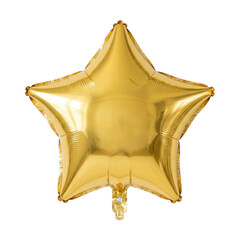 Shiny gold star shaped foil balloon on a transparent background PNG file © Dyachuk