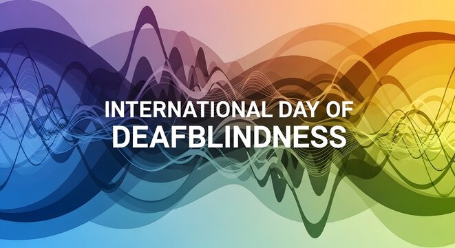 International day of deafblindness awareness poster with abstract sound waves