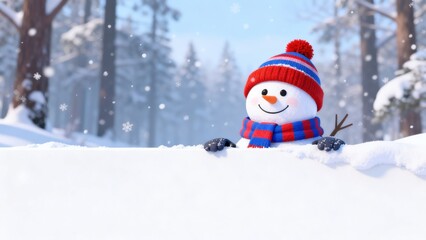 Obraz premium Snowman in winter forest