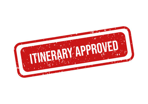 Red rubber stamp with itinerary approved text